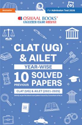 CLAT (UG) & AILET| Year-wise| 10 Previous Solved Papers For Admission Test 2026
