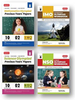 Mtg Class 8 International Mathematics Olympiad (IMO) and National Science Olympiad (NSO) [ 10 Previous Years Papers (2023-2019 Set A & B) + Work Book ]- Combo Pack (Set Of 4 Books)-Edition-2024-25