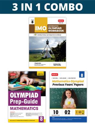 MTG International Mathematics Olympiad (IMO) Workbook, Prep-Guide & Previous Years Papers (PYQs) with Mock Test Paper Class 8 - SOF Olympiad Books For 2024-25 Exam (Set of 3 Books)