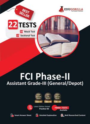 FCI Phase-II (Paper-1) Book (English Edition)  - 2024 | Assistant Grade-III (General/Depot) | 10 Mock Tests + 12 Sectional Tests (1300+ Solved Questions) | Free Access to Online Tests