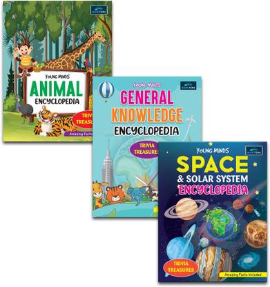 Young Minds Encyclopedia - Set of 3 - Animals , General Knowledge , and Space Encyclopedia For Kids