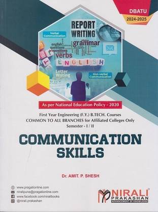 COMMUNICATION SKILLS For DBATU - For First Year Degree Engineering - As Per NEP