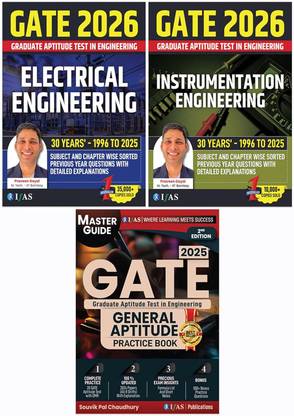 GATE Electrical, Instrumentation and GATE General Aptitude (Practice) Books  - 2026 - [Set of 3 Books] | Previous Year Solved Papers with Detailed Solutions | Chapter wise Sorted PYQ & Practice Question Bank with Detailed Explanations | Best Selling Books Set for Electrical, Instrumental Examinations in India | IFAS Publications