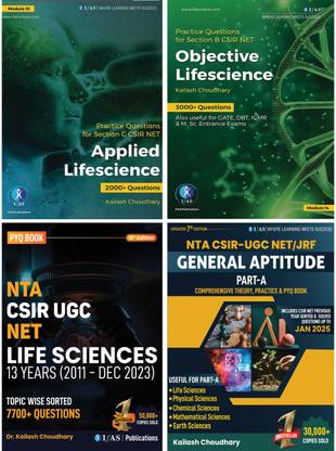 CSIR NET Life Science Practice Questions Book Combo Set (4 Books)  - 2025 [Set of 4] | Previous Year Solved Papers | Topicwise Sorted PYQ Question Bank with Detailed Explanations | Practice MCQs & MSQs | Best Books for CSIR NET, GATE, SET, ICMR, JRF & DBT Exams | IFAS Publications