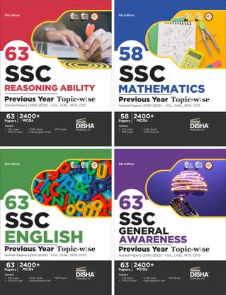 Combo 63 Ssc Mathematics, English, Reasoning Ability & General Awareness Previous Year Topic-Wise Solved Papers (2010 - 2023) - Cgl, Chsl, Mts, CPO 9600+ Pyqs
