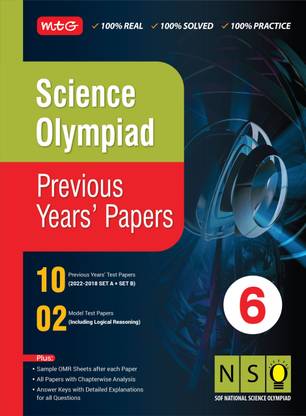 MTG Science (NSO) Olympiad Previous Years Papers with Mock Test Papers Class 6 - Sample OMR Sheet with Chapterwise Analysis | SOF Olympiad Books For 2023-24 Exam
