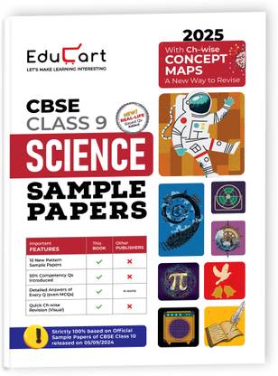 Educart CBSE Science Class 9 Sample Papers for 2024-25 (Introducing Revision Maps) 2025  - Class 9 Sample Paper 2025