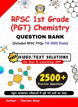 RPSC 1st Grade Chemistry Question Bank, Included RPSC PYQs Till 2022 Exam With Free Video / Text Solutions  - RPSC PGT Chemistry Book