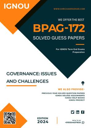 IGNOU BPAG 172 Solved Guess Paper with Important Questions For IGNOU Term End Exam Preparations  - Get the PDF of this book at Rs. 49, WhatsApp us at +919354637830, or visit our website shrichakradhar.com