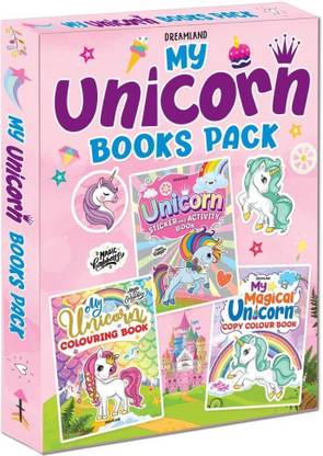 My Unicorn Books Pack - Unicorn Sticker and Activity Book, Copy Colour and Colouring Books  - Fun Activities, Stickers & Creative Learning for Kids Ages 3-8