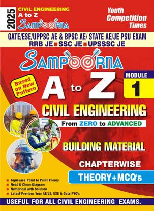 Civil Engineering (A to Z) Sampoorna Module-1 (Building Material) Chatpterwise Theory+ MCQs 2025