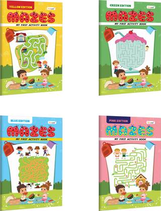 My First Activity Book Mazes – Yellow, Green, Blue and Pink Edition :- Children learning activity book, Toddler fun learning activity workbook | Pack of 4 Activity books
