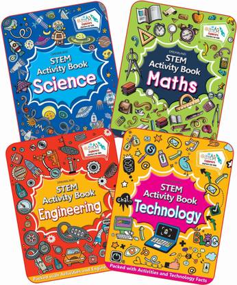 STEM Activity Books Pack (A set of 4 Books)  - Science, Technology, Engineering, Maths| Packed With Activities And Facts For Children Age 6 -12 Years , 256 Pages