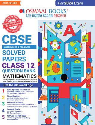 Oswaal Cbse Class 12 Mathematics Question Bank 2023-24 Book