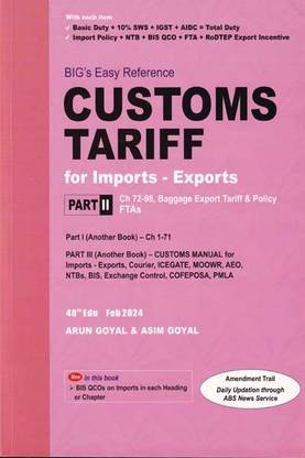 Big's Easy Reference Customs Tariff for Imports Export Tariff in 2 Vols