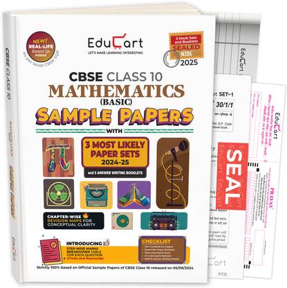 Educart CBSE Mathematics Basic Class 10 Sample Papers 2024-25 (With exclusive CBSE Mock Booklets for 2025 Exam)  - Sample Paper Class 10 2025 CBSE