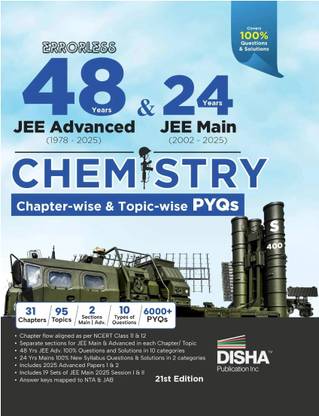 Disha Errorless 48 Years Jee Advanced (1978 - 2025) & 24 Year Jee Main (2002 - 2025) Chemistry Chapter-Wise & Topic-Wise Pyqs Book