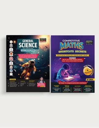 Examcart Samanya Vigyan + Competitive Short Maths Textbook for All Government Exams 2025 (English) (Set of 2 Books)