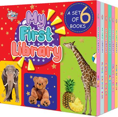 My First Library - Boxset of 6 Early learning Books for Kids - Alphabets, Animals, Birds, Words, Fruits, Vegetables, Colours, Shapes and All in One