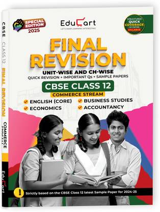 Educart CBSE Class 12 Final Revision Book 2025 - Accountancy + Business Studies + Economics + English Core (2024-25)