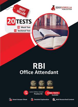 RBI Office Attendant Exam  - 2024 | 8 Mock Tests and 12 Sectional Tests (1300 Solved Questions) with Free Access To Online Tests