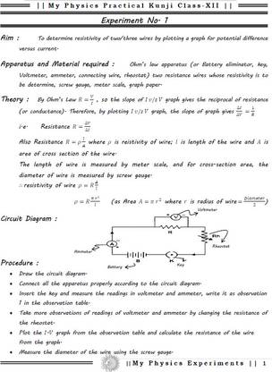My Physics Practical Kunji For Class XII