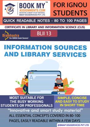 IGNOU BLII 13 Information Sources and Library Services Quick Readable Notes | Important Topic-wise Conceptual Notes | Certificate in Library and Information Science (CLIS)
