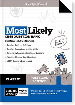 Gurukul By Oswal Political Science Most Likely CBSE Question Bank for Class 11 Exam 2026 - Chapterwise & Categorywise, Competency Focused Qs, NCERT Qs, Case, Assertion & Reasoning