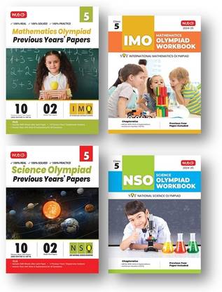 Mtg Class 5 International Mathematics Olympiad (IMO) and National Science Olympiad (NSO) [ 10 Previous Years Papers (2023-2019 Set A & B) + Work Book ]- Combo Pack (Set Of 4 Books)-Edition-2024-25