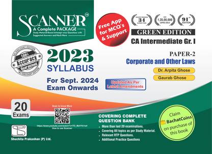 Corporate and Other Laws (Paper 2 | CA Intermediate | Gr. I) Scanner - Including questions and solutions | 2023 Syllabus | Applicable for September 2024 Exam Onwards | Green Edition