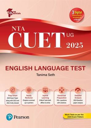 Prep Essentials NTA CUET (UG) English Language Test - 2025 | 3 Digital Assessments Includes on e-Library | Mock Tests As Per the 2025 Exam Pattern | 2024 Exam Paper Along With 2023 and 2022 (Fully-Solved) | 8 Mock Tests Both Offline & Online Exam | 700+ Questions With Solutions