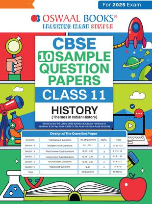Oswaal CBSE Sample Question Papers Class 11 History Book (For 2025 Exam)