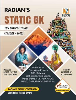 Static GK(General Knowledge) Theory + MCQ Book 2025 in English for Competitions with Latest PYQ