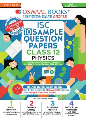 Oswaal ISC Sample Question Papers Class 12 Physics for 2023 Board Exam (based on the latest CISCE/ICSE Specimen Paper)