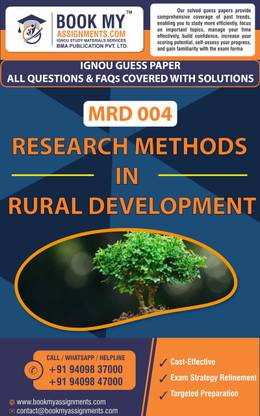 IGNOU Research Methods in Rural Development MRD 004 | Guess Paper| Important Question Answer |