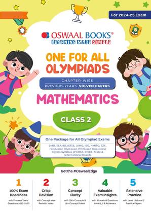 Oswaal One For All Olympiad Class 2 Mathematics | Previous Years Solved Papers | For 2024-25 Exam