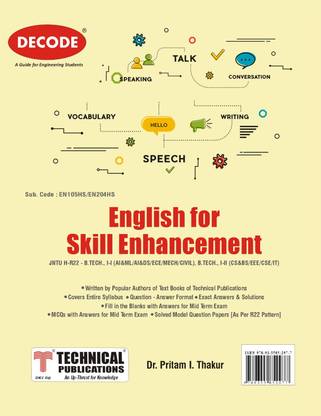 English for Skill Enhancement for JNTU-H 22 Course (I - I - ECE/AI&DS/AI&ML/ECE/MECH/CIVIL - EN105HS / I-II - CSE/IT/EEE - EN204HS) (Decode)