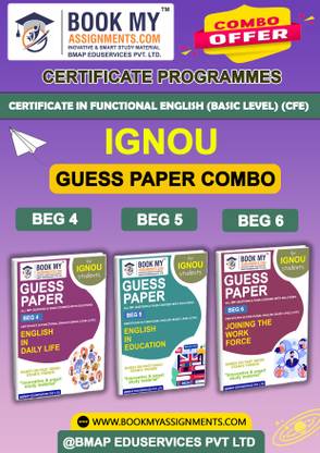 IGNOU BEG4 BEG5 BEG6 Guess Paper Notes Book For Ignou Student Certificate in Functional English (Basic Level) (CFE)