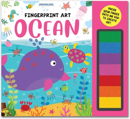 Fingerprint Art Activity Book for Children - Ocean with Thumbprint Gadget : Pick and Paint Coloring Activity Book For Kids Fingerprint Colouring Book for Kid