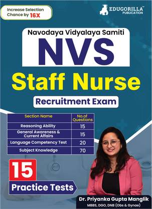 NVS Staff Nurse Recruitment Exam  - | 2024, Navodaya Vidyalaya Samiti | 15 Practice Mock Tests (1800+ Solved MCQs) with Free Acess to Online Tests