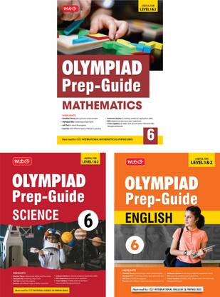 MTG Olympiad Prep-Guide Class-6 Mathematics, Science & English (Set of 3 Books) - Detailed Theory, Self Test with IMO-NSO-IEO Chapterwise Previous Year Question Paper For SOF 2024-25 Exam