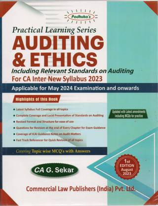 Auditing & Ethics Padhukas for CA Inter new syllabus 2023 Applicable for May 2024 exam by Commercal Law Publishers