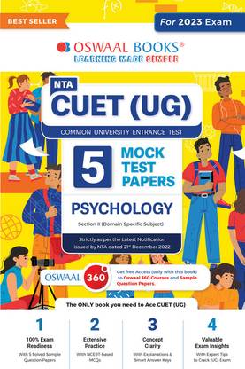 Oswaal NTA CUET (UG) 5 Mock Test Sample Question Papers Psychology (For 2023 Exam)