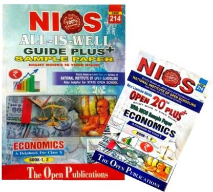 NIOS Class 10 Economics 214 Guide + Open 20 Plus Most Important Question Answers (Mini Book) - Set of 2 Books