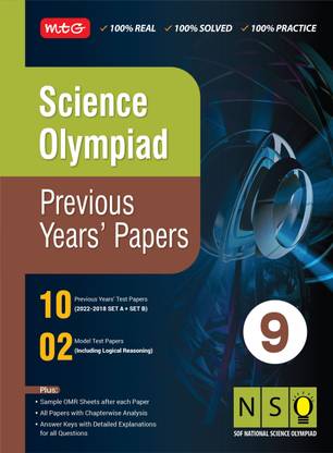 MTG Science (NSO) Olympiad Previous Years Papers with Mock Test Papers Class 9 - Sample OMR Sheet with Chapterwise Analysis | SOF Olympiad Books For 2023-24 Exam