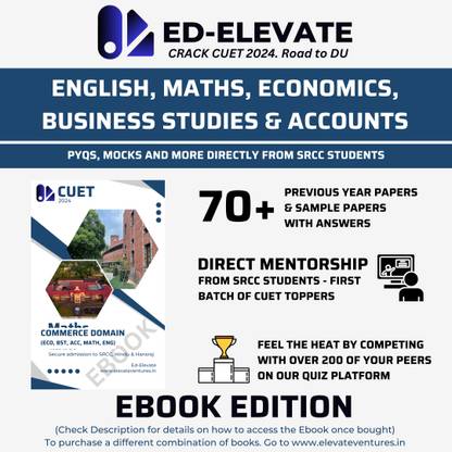CUET 2024 Books Commerce Domain - Economics, Business Studies, Maths, Accountancy and English | CUET UG 2024 Books PYQ (Previous Years Papers) and Model Papers With Answers | Get Free Mentorship for CUET General Test 2024 | CUET UG 2024 Book Entrance Exam | NCERT book class 12 Standard | 3