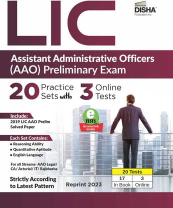 LIC Assistant Administrative Officers (AAO) Preliminary Exam 20 Practice Sets with 3 Online Tests