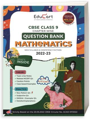 Educart CBSE Class 9 MATHEMATICS Question Bank Book for 2022-23 (Includes Chapter wise Theory & Practice Questions 2023)