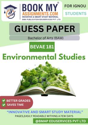 IGNOU Bachelor of Arts (BAM) BEVAE 181 Environmental Studies Guess Paper Book – Comprehensive Exam Preparation with Solved Papers, Question Bank & Key Topics.