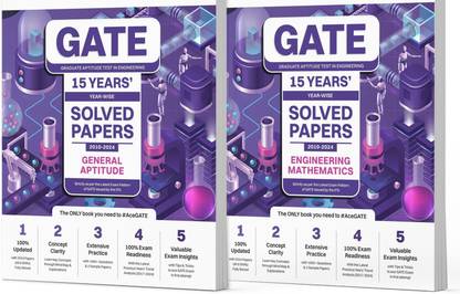 Oswaal Gate Year-Wise 15 Years Solved Papers 2010 to 2024 (Set of 2 Books) General Aptitude and Engineering Mathematics for 2025 Exam